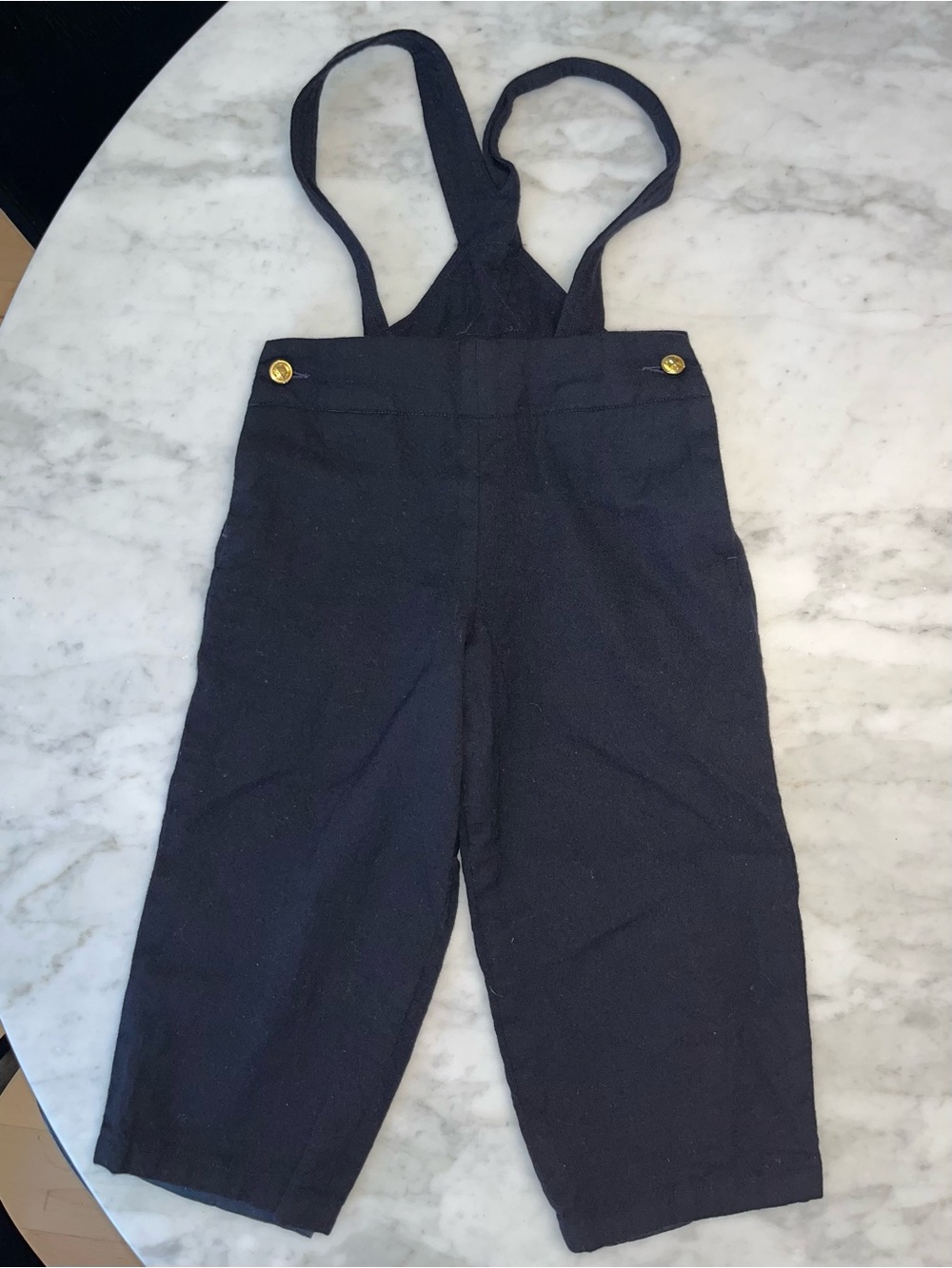Ralph Lauren Wool Navy Suspender Trouser Pants with Gold Buttons Size 4T